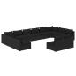 Preview: 12-tlg. Garten-Lounge-Set mit Kissen Schwarz Poly Rattan