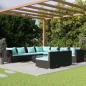 Preview: ARDEBO.de - 10-tlg. Garten-Lounge-Set mit Kissen Schwarz Poly Rattan