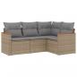 Preview: 4-tlg. Garten-Sofagarnitur mit Kissen Beigemischung Poly Rattan