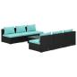 Preview: 7-tlg. Garten-Lounge-Set mit Auflagen Poly Rattan Schwarz