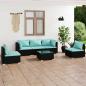 Preview: ARDEBO.de - 6-tlg. Garten-Lounge-Set mit Kissen Poly Rattan Schwarz