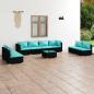 Preview: ARDEBO.de - 9-tlg. Garten-Lounge-Set mit Kissen Poly Rattan Schwarz