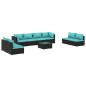Preview: 9-tlg. Garten-Lounge-Set mit Kissen Poly Rattan Schwarz