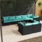 Preview: ARDEBO.de - 9-tlg. Garten-Lounge-Set mit Kissen Schwarz Poly Rattan