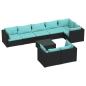 Preview: 9-tlg. Garten-Lounge-Set mit Kissen Schwarz Poly Rattan