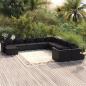 Preview: ARDEBO.de - 11-tlg. Garten-Lounge-Set mit Kissen Poly Rattan Schwarz