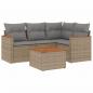 Preview: 5-tlg. Garten-Sofagarnitur mit Kissen Beige Poly Rattan