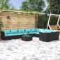 Preview: ARDEBO.de - 10-tlg. Garten-Lounge-Set mit Kissen Poly Rattan Schwarz
