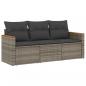 Preview: 3-tlg. Garten-Sofagarnitur mit Kissen Grau Poly Rattan