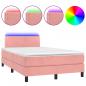 Preview: Boxspringbett mit Matratze & LED Rosa 120x200 cm Samt
