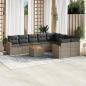 Preview: ARDEBO.de - 10-tlg. Garten-Sofagarnitur mit Kissen Grau Poly Rattan