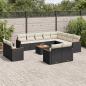 Preview: ARDEBO.de - 13-tlg. Garten-Sofagarnitur mit Kissen Schwarz Poly Rattan