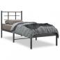 Preview: ARDEBO.de - Bettgestell mit Kopfteil Metall Schwarz 75x190 cm