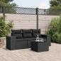 Preview: ARDEBO.de - 4-tlg. Garten-Sofagarnitur mit Kissen Schwarz Poly Rattan