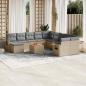 Preview: ARDEBO.de - 14-tlg. Garten-Sofagarnitur mit Kissen Beige Poly Rattan