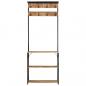 Preview: Garderobe mit Schuhablage 68x30x182cm Raues Massivholz Mango