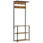 Preview: Garderobe mit Schuhablage 68x30x182cm Raues Massivholz Mango