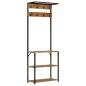Preview: Garderobe mit Schuhablage 68x30x182cm Raues Massivholz Mango
