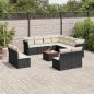 Preview: ARDEBO.de - 12-tlg. Garten-Sofagarnitur mit Kissen Schwarz Poly Rattan