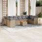 Preview: ARDEBO.de - 11-tlg. Garten-Sofagarnitur mit Kissen Beige Poly Rattan