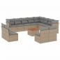 Preview: 13-tlg. Garten-Sofagarnitur mit Kissen Beige Poly Rattan