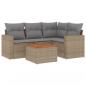 Preview: 5-tlg. Garten-Sofagarnitur mit Kissen Beige Poly Rattan