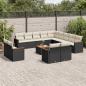 Preview: ARDEBO.de - 14-tlg. Garten-Sofagarnitur mit Kissen Schwarz Poly Rattan