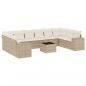 Preview: 11-tlg. Garten-Sofagarnitur mit Kissen Beige Poly Rattan