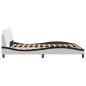 Preview: Bettgestell mit Kopfteil Weiß und Schwarz 160x200 cm Kunstleder