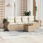 Preview: ARDEBO.de - 5-tlg. Garten-Sofagarnitur mit Kissen Beige Poly Rattan