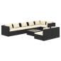 Preview: 9-tlg. Garten-Lounge-Set mit Kissen Schwarz Poly Rattan
