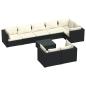 Preview: 9-tlg. Garten-Lounge-Set mit Kissen Schwarz Poly Rattan