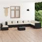 Preview: ARDEBO.de - 9-tlg. Garten-Lounge-Set mit Kissen Poly Rattan Schwarz