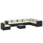 Preview: 9-tlg. Garten-Lounge-Set mit Kissen Poly Rattan Schwarz