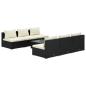 Preview: 7-tlg. Garten-Lounge-Set mit Auflagen Poly Rattan Schwarz