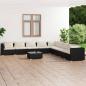 Preview: ARDEBO.de - 10-tlg. Garten-Lounge-Set mit Kissen Poly Rattan Schwarz