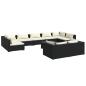 Preview: 10-tlg. Garten-Lounge-Set mit Kissen Schwarz Poly Rattan