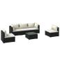 Preview: 6-tlg. Garten-Lounge-Set mit Kissen Poly Rattan Schwarz