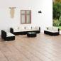 Preview: ARDEBO.de - 9-tlg. Garten-Lounge-Set mit Kissen Poly Rattan Schwarz