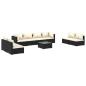 Preview: 9-tlg. Garten-Lounge-Set mit Kissen Poly Rattan Schwarz