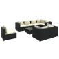 Preview: 9-tlg. Garten-Lounge-Set mit Kissen Poly Rattan Schwarz