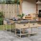Preview: ARDEBO.de - 5-tlg. Garten-Essgruppe mit Kissen Beigemischung Poly Rattan