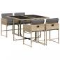 Preview: 5-tlg. Garten-Essgruppe mit Kissen Beigemischung Poly Rattan