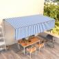 Preview: ARDEBO.de - Markise Manuell Einziehbar mit Rollo 6x3 m Blau & Weiß