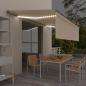 Preview: ARDEBO.de - Markise Manuell Einziehbar mit Rollo & LED 5x3 m Creme