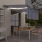 Preview: ARDEBO.de - Markise Manuell Einziehbar mit Rollo & LED 5x3 m Blau & Weiß