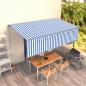 Preview: ARDEBO.de - Markise Manuell Einziehbar mit Rollo 5x3 m Blau & Weiß