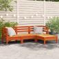 Preview: ARDEBO.de - Gartensofa 3-Sitzer mit Hocker Wachsbraun Massivholz Kiefer