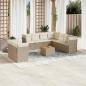 Preview: ARDEBO.de - 10-tlg. Garten-Sofagarnitur mit Kissen Beige Poly Rattan