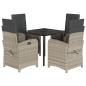 Preview: 5-tlg. Garten-Essgruppe mit Kissen Hellgrau Poly Rattan